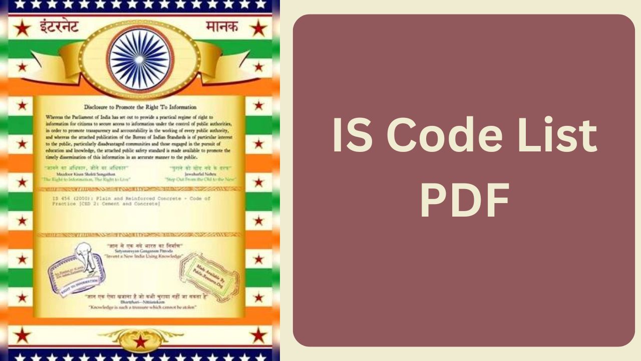 IS Code List pdf